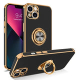 For Iphone 13 Case, Phone Case Iphone 13, Slim Fit 360° Ring Holder Shockproof Kickstand Magnetic Car Mount Supported Non-Slip Protective Women Girls Men Cover For Iphone 13 6.1 Inch,Black