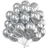 Metallic Silver Balloons 100 Pcs 12 Inch Chrome Silver Latex Helium Balloons For Graduation New Year Wedding Baby Shower Gender Reveal Bachelorette Birthday Party Decorations Silver-G102