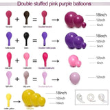Pink Yellow Balloon Arch - Double Stuffed Hot Pink Purple Balloons Different Size Latex Magenta Balloon Garland For Happy Birthday Baby Shower Wedding Fall Mexican Party Decorations