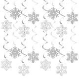 16pc Snow-White Snowflake Hanging Swirls Frozen Winter & NYE Party Decor