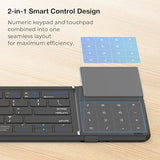 Bt Foldable Wireless Keyboard With Trackpad&Numpad,Quiet Typing Full-Size 2.4G Usb Receiver Travel Portable Keyboard For Ipad,Tablet,Smartphone,Android,Ios,Windows,Macos,Triple Device Pairing