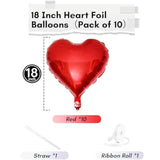 Red Heart Balloons, 18 Inch Red Heart Foil Balloon Helium, 10Pcs Large Ruby Heart Shape Foil Balloons For Valentines Day Girls Women Birthday Wedding Baby Shower Anniversary Retirement Mother Day