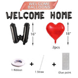 Black “Welcome Home” balloon banner for homecoming party decorations