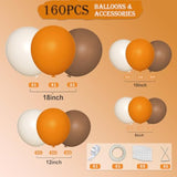 160 Pcs Orange White Brown Balloon Garland Arch Kit Boho Party Birthday Wedding Decor