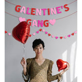 Galentine’S Gang Banner Happy Galentine’S Day Banner Red Pink Glittery Heart Garland Valentines Day Party Decorations Girls Ladies Theme Valentines Day Party Decor Supplies