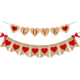 Burlap Love Banner With Heart For Valentines Day Wedding Party Anniver