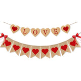 Burlap Love Banner With Heart For Valentines Day Wedding Party Anniver
