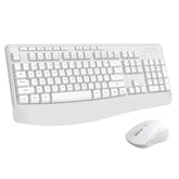 Wireless Keyboard And Mouse Combo, 2.4Ghz Full Sized Ergonomic Wireless Keyboard With Wrist Rest, 3 Dpi Adjustable And 6 Buttons Cordless Usb Mouse For Computer, Laptop, Pc, Windows (White)