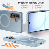 Hualele Magnetic Phone Case for Samsung Galaxy A16/A17 5G with Metal Stand, Military Grade Drop Protection, Shockproof Kickstand, Light Blue