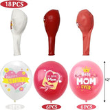 Happy Mother's Day Banner Decorations Set Large Mothers Day Banner with 18Pcs Best Mom Ever Balloons for Mothers Days Indoor Outdoor Welcome Home Yard Fence Sign Party Supplies Decorations