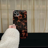 Tortoise Shell Retro Phone Case Compatible With Iphone 13 2021 Chic Amber Brown Leopard Stylish Classic Soft Slim Protective Cover For Iphone13 6.1Inch