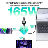 165W Super Fast Car Charger Dual Usb C Adapter: Pd3.1/140W Pd3.0/100W Pps45W Qc5 & Pd35W Pps25W - For Iphone 16 15 14 Samsung Galaxy S25 S24 Ultra Ipad Macbook Pro Air Pixel Type-C Laptops