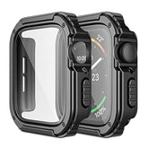 2 Pack Rugged Case Compatible For Apple Watch 44Mm Series Se/6/5/4 With Tempered Glass Screen Protector, Military All Around Hard Tpu Protective Cover Case Shockproof Bumper For Iwatch Men 44Mm