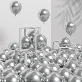 120Pcs 5 Inch Metallic Silver, Small Chrome Silver Latex Balloons For Graduation Wedding Baby Shower Disco Birthday Party Decorations