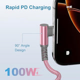Usb C To Usbc 100W Charger Cable 10Ft With Usb Adapter,90 Degree Fast Pd Car Charging Cord For Iphone 16 15 Plus Pro Max,Airpods 4,Macbook,Ipad 10 Air 4 5 Mini 7Th 6Th Gen,Galaxy S25 S24