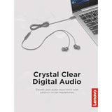 Lenovo - 300 Wired in-Ear USB-C Headphones - in-Line Microphone - USB-C Connectivity - Play & Pause Button - 3 Sizes Silicone Ear Tips Included, Grey