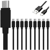 Pack Of 10 Usb-C To Usb-A Fast Charge Cable Charging Cord Quick Type Charger Wholesale For Samsung Galaxy S25 S24 S23 S22 S21 S20 S10+ A53 A54 A55 A56 A14 A15 A16 A23 A24 A25 A26 (Black)