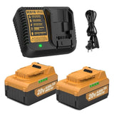 Replacement For Dewalt 20V Battery And Charger, Compatible With Dewalt 20V Max Battery Dcb206 Dcb204 Dcb201 Dcb200, With Dcb107 Dcb105 20V Dewlt Battery Charger (2Pack Blue)