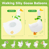 4 Pcs Walking Silly Goose Balloons, Large 26X34.7In Cute Animal Goose Balloons With Scarf & Movable Feet For One Silly Goose Birthday Decor, Baby Showers, Farm Party Photo Props