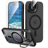 iPhone 14 Case with Built-in Camera Stash Stand, Compatible with MagSafe, Magnetic Hard Back Cover, Black for iPhone 13, iPhone 16E, iPhone 17E