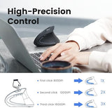 Perimice-813B Bluetooth Vertical Mouse - Wireless 3-In-1 Multi-Device Technology - Travelling Carry Bag - Black - Right Handed