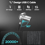 Usb C To Usb C Cable, 10Ft 60W Right Angle Type C Charger Fast Charging, Flat Usb C Charging Cable Compatible With Steam Deck, Rog Ally, Samsung S23/S22/S21, Iphone 16/15 Pro/Pro Max, Macbook Etc.