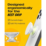 Onthegrip Cute Transparent Daisy Flower Shape Design Mobile Phone Grip Multi Functional Collapsible Stand Holder For Smartphone Tablet Cell Phone Accessory (White)