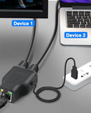 Ethernet Splitter Adapter 100 Mbps, Lan Rj45 Coupler 1 To 2 Internet Extender Adapter With Usb Power Cable For Cat5/6/7 Cable Share Two Devices Of The Internet At The Same Time