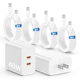40W Fast Charger For Iphone 16 15 Pro Max Charger Fast Charging,2Pack Dual Port Usb C Charging Block With 4Pack 6Ft Usb C To Usbc Cord For Iphone 16 15 Plus/16 15 Pro Max/Ipad Pro/Samsung S24