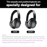 Replacement Earpads Cushions For Bose Quietcomfort35&35Ii(Qc35 Ii & Qc35) Headphones - Professional Positioning Tools Included, Noise-Isolating Memory Foam & Breathable Leather (Black)