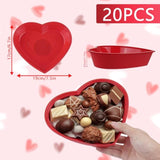 20 Pcs Valentine'S Day Birthday Wedding Party Heart Shape Containers With Red Bows,22Oz/650Ml Heart Shaped Box With Lid,Food Storage Containers For Valentine'S Day