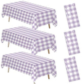 Light Purple Gingham Party Tablecloth Decorations, 3 Pack Purple Checkered Disposable Plaid Party Supplies Tablecover, For Birthday Baby Shower Bridal Wedding, 55In X 86In