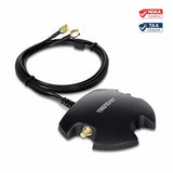 Magnetic Dual Antenna Mounting Base Rp-Sma Female With Rp-Sma Male Extension Cable, Extends Two Wireless Antennas Up To 1M (3.3 Ft.), Black, Tew-Lb101