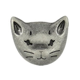 12 Pieces Cute Cat Metal Shank Buttons 18Mm (Gray Silver)