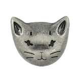 12 Pieces Cute Cat Metal Shank Buttons 18Mm (Gray Silver)