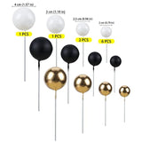 30Pcs Black White Gold Ball Cake Toppers Mini Balloon Cupcake Toppers Diy Foam Ball Cake Insert Decoration For Wedding Anniversary Birthday Party Supplies