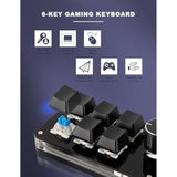 Usb Mini 6Key Keypad Mechanical Programmable Gaming Keyboard Portable One Hand