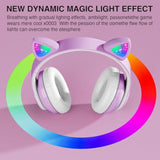 Bluetooth Noise Cancelling Headphones For Kids,Foldable Cat Headphone With Led Light Up Ear,Cat Ear Headphones For Toddler With Microphone/Tf Card,Kids Bluetooth Headphones For