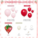 120Pcs Strawberry Balloon Arch Garland Kit, Red And Pink Balloons With 27Inch Strawberry Foil Balloons For Sweet One Berry First Birthday Baby Shower Strawberry Party Decorations