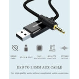 Usb To 3.5Mm Aux Cable, Usb To 3.5Mm Jack Cord For Pc Ps4 Ps5 Usb2.0 To 1/8’’