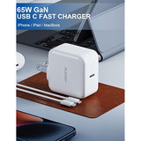 65W Usb C Gan Charger Cube, Pd Power Delivery Fast Type C Charging Block Include Cable, Wall Charger With Foldable Plug For Iphone 14/13/12/11, Xs/Xr/X, Ipad, Macbook Pro, Pixel, Galaxy & More