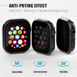 2 Pack Privacy Case For Apple Watch Screen Protector, Anti-Spy Tempered Glass Film Apple Watch Cover Hard Pc Case Bumper For Iwatch Series 10 - Black/Black 46Mm