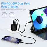 Fast Charger Block 30W 2 Port Usb C Wall Plug Adapter For Moto G Stylus 5G 2025 Razr+ 2025 Razr 60 Ultra Edge 2025 G Power 2025,Samsung Galaxy A17/S25 Ultra/A16/A15/A35/S24Fe/A54,Iphone 16,Pixel 10 9A