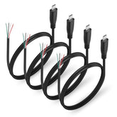 4 Pcs Usb Type-C Pd Pigtail Power Cable Fast Charging Bare Wire Usb Power Data Cable Diy Pigtail Cable For Usb Device Installation Or Replacement Repair Diy Cable (Type C Male)