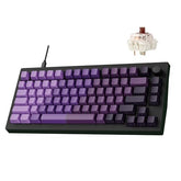 X4 Qmk Wired Mechanical Keyboard, 75% Layout South-Facing Red Backlit, Side-Printed Double-Shot Pbt Keycaps With Tactile Brown Mechanical Switch For Windows