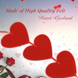 80 Pcs Red Hearts Felt Garland, Valentines Day Decor Hanging String, N