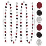 Graduation Decorations Maroon Black 2025/Maroon Burgundy Birthday Party Decorations Bridal Shower Wedding/Burgundy Black Graduation Party/Burgundy Circle Paper Garlands 2Pcs