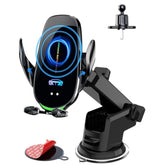 Wireless Car Charger Mount, Fast Charging Auto Clamping 15W Intelligent Dual Control Induction Car Phone Holder Mount Wireless Charging Compatible With All Iphone Android Smartphone