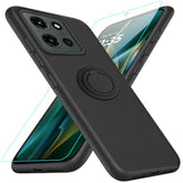 Case For Motorola Moto G 5G 2025 Phone Case With Screen Protector, 360° Rotatable Ring Holder Kickstand/Stand Silicone Tpu Slim Fit Shockproof Protective Cover Case For Moto G 5G 2025 - Black