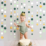 4 Sets 46Ft Sage Green Gold Polka Dot Garlands for Baby Shower & Parties